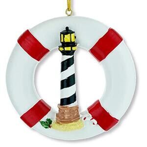 Lighthouse Christmas Tree Ornament - Beach Coastal Nautical Theme Decoration